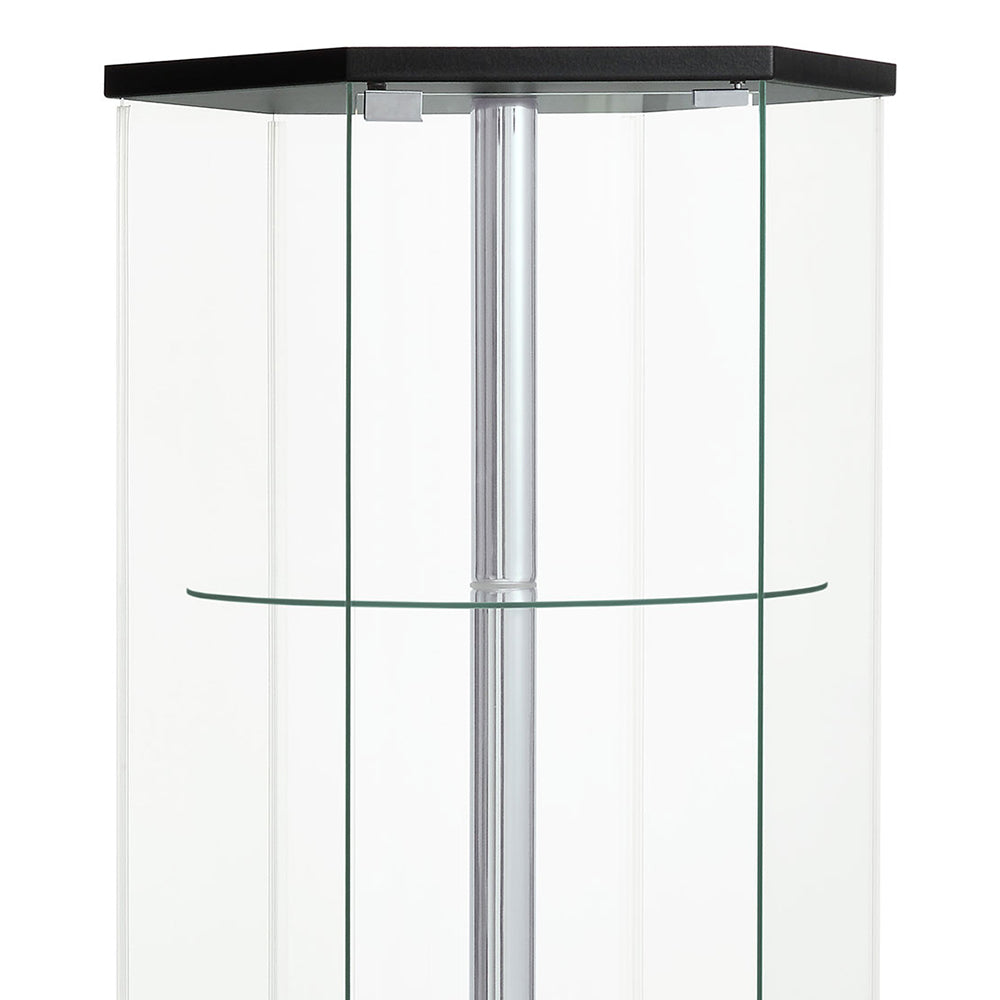 Tenley Black and Chrome Glass 4-shelf Curio Cabinet