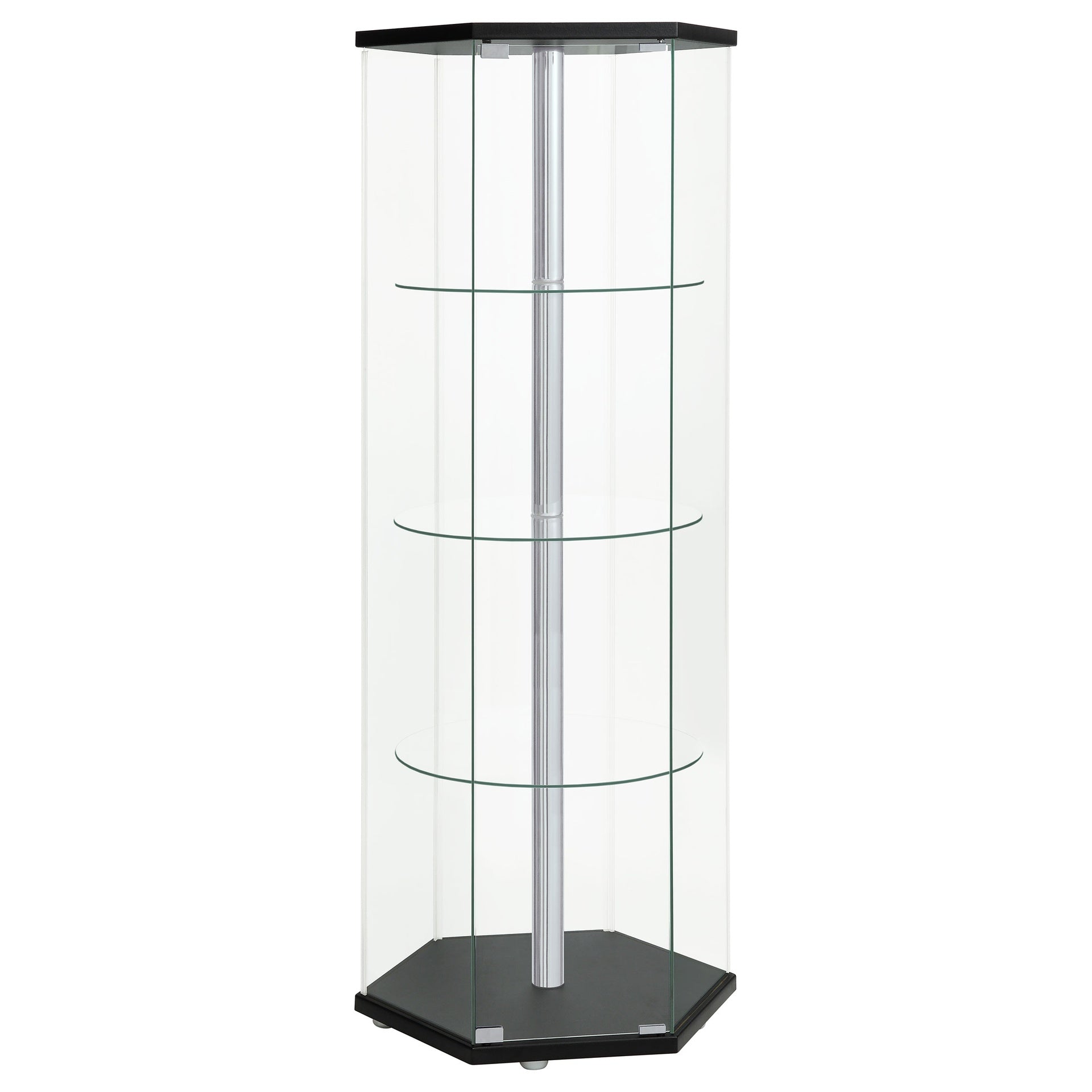 Tenley Black and Chrome Glass 4-shelf Curio Cabinet