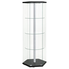Tenley Black and Chrome Glass 4-shelf Curio Cabinet
