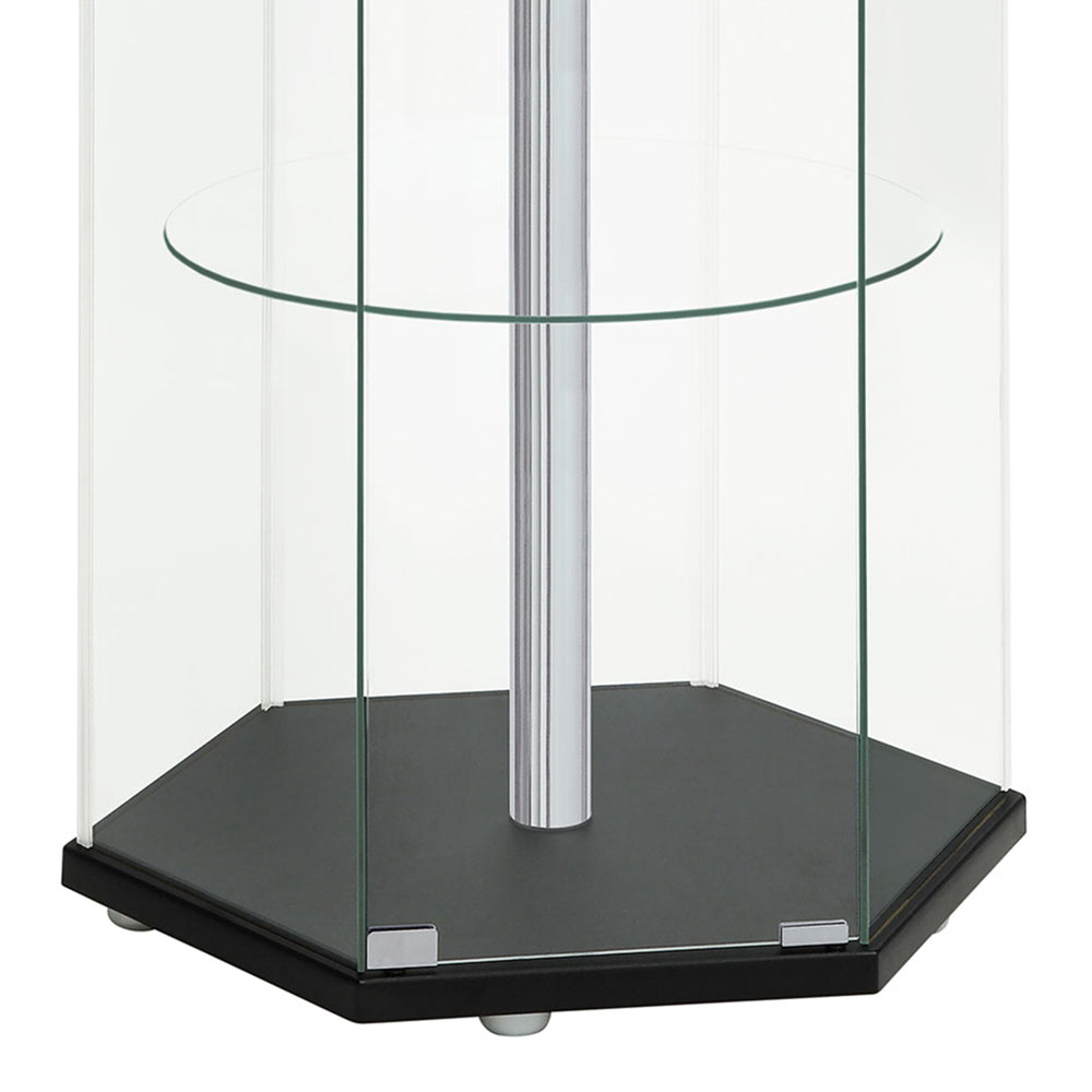 Tenley Black and Chrome Glass 4-shelf Curio Cabinet