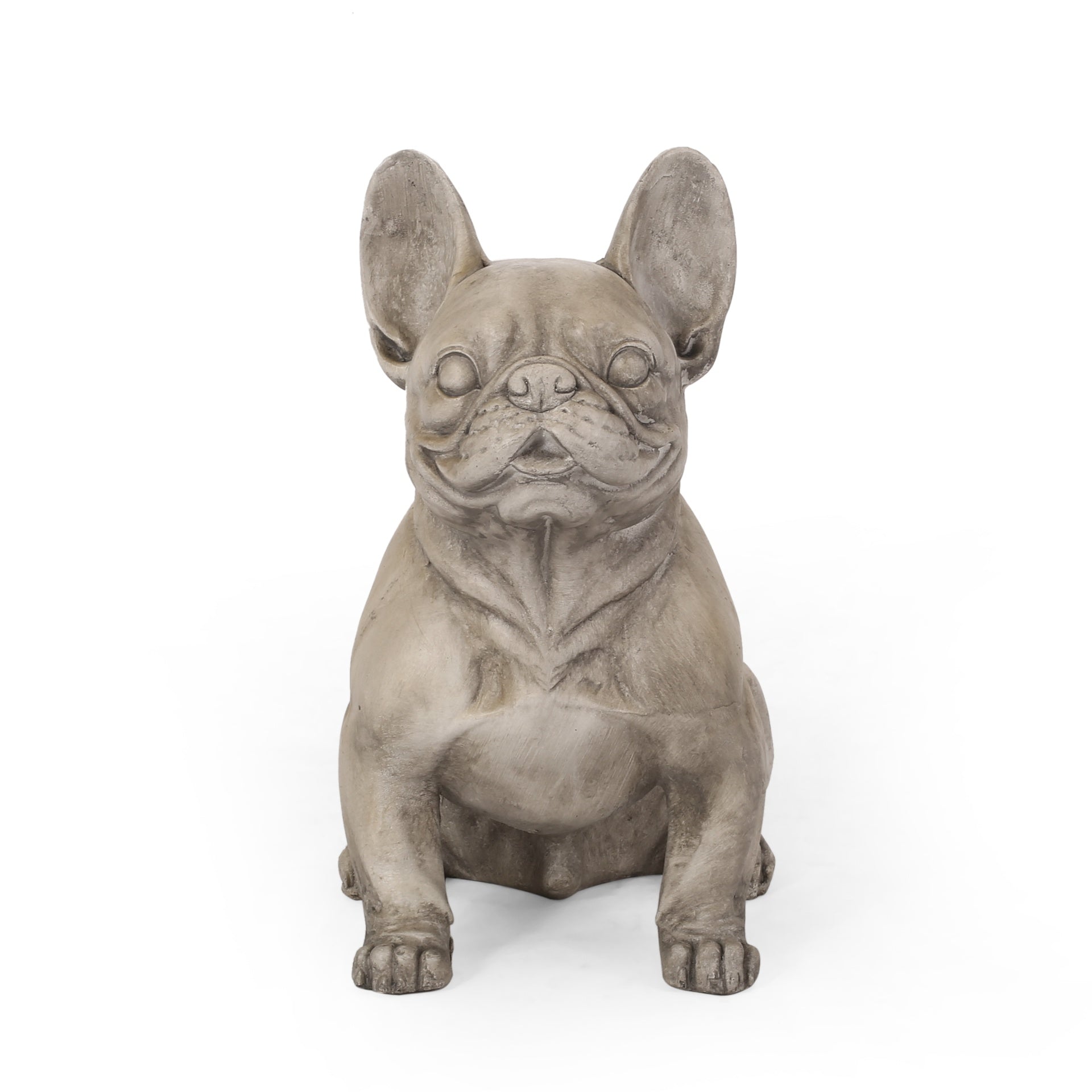 DOG GARDEN SCULPTURE, Outdoor French Bulldog Garden Statue, Gray, No Assembly Required