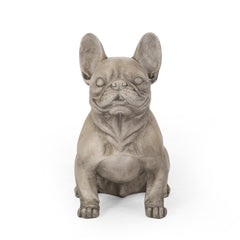 DOG GARDEN SCULPTURE, Outdoor French Bulldog Garden Statue, Gray, No Assembly Required