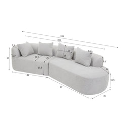 116" Modern Curved Sectional Sofa with High-Density Fully Compressed Sponge and Chaise Lounge, Pearl Upholstery, 2-Piece Set, Fully Assembled Right Hand Facing, Perfect for Living Room, Lounge
