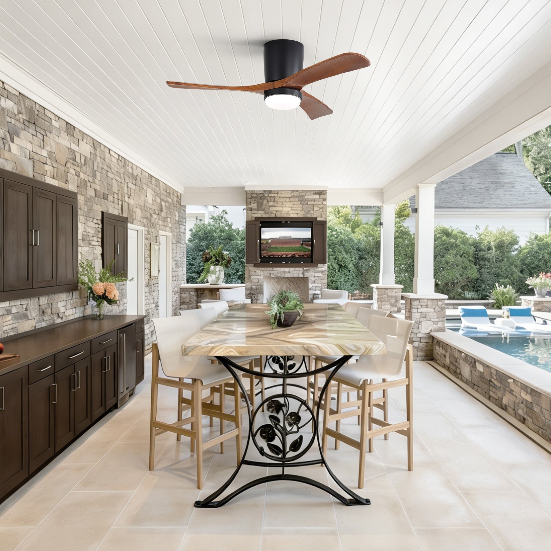 42 Inch Ceiling Fan with Light, Matte Black - Dimmable 3-Color LED, 1/4/8H Timer, Silent for Bedroom