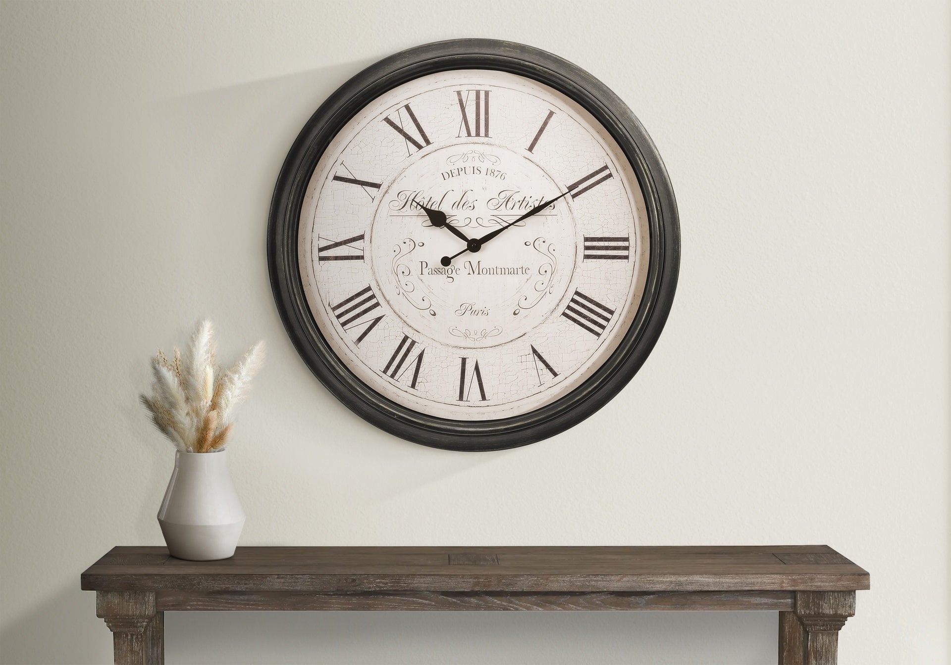 Clocks, 30" Round, Large Oversized, Wall Clock, Brown, Transitional