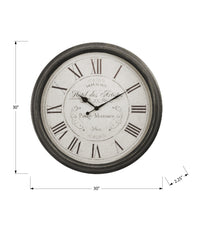 Clocks, 30" Round, Large Oversized, Wall Clock, Brown, Transitional