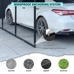 12x20 FT Metal Carport with Enhanced Base and Galvanized Steel Roof, Heavy Duty Outdoor Garage Car Shelter for Car, Boats and Truck