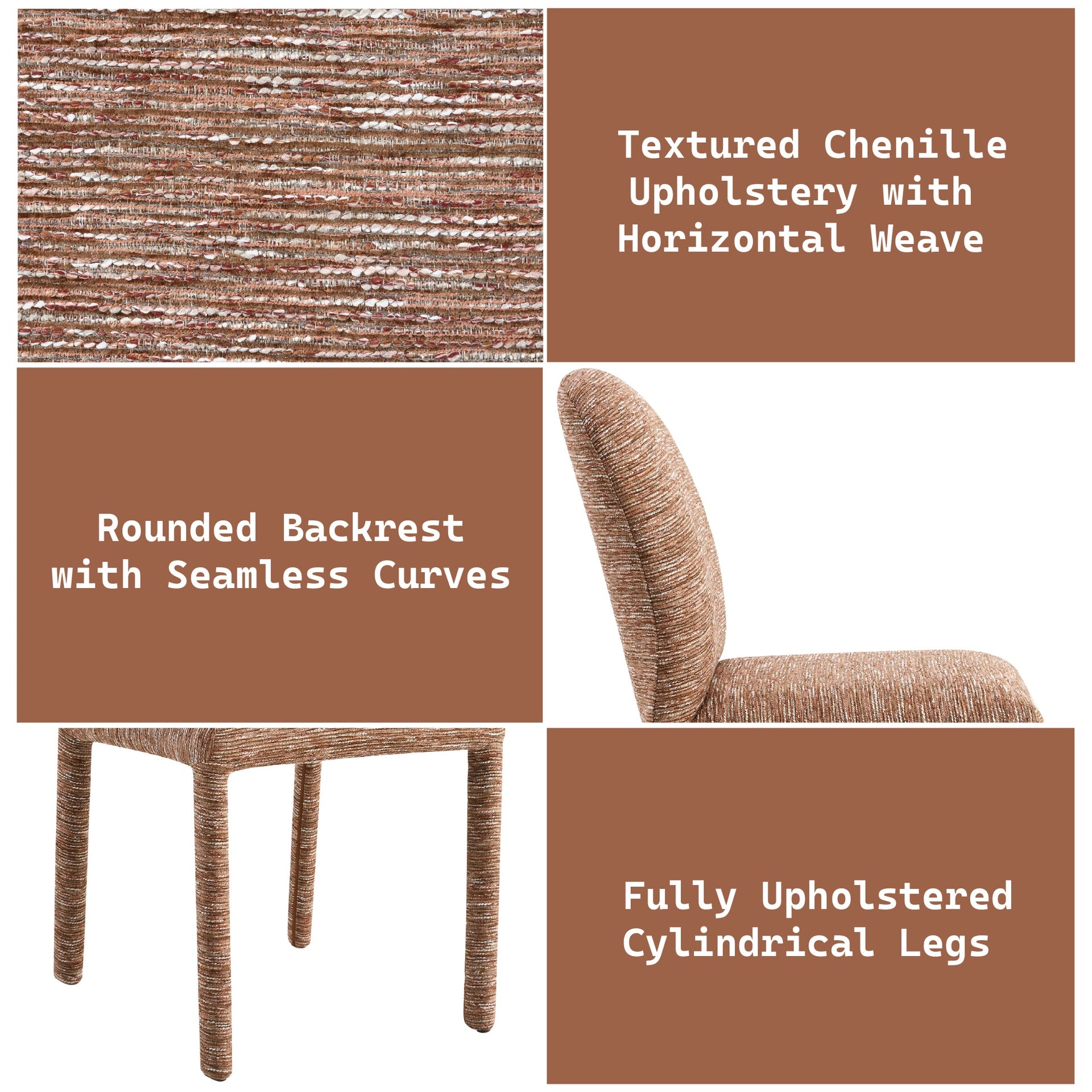 Lidi Brown Chenille Side Chair (Set of 2)