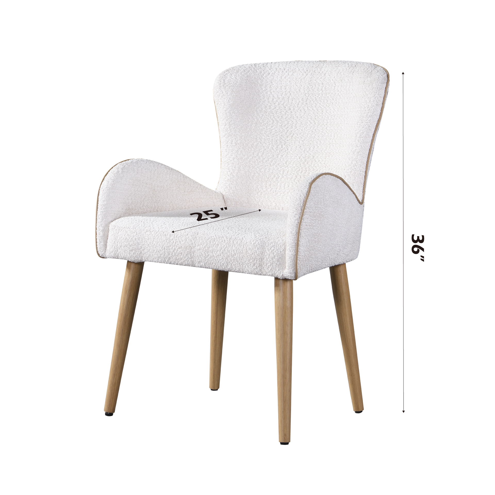 Qwin Beige Boucle & Oak Finish Side Chair (Set of 2)