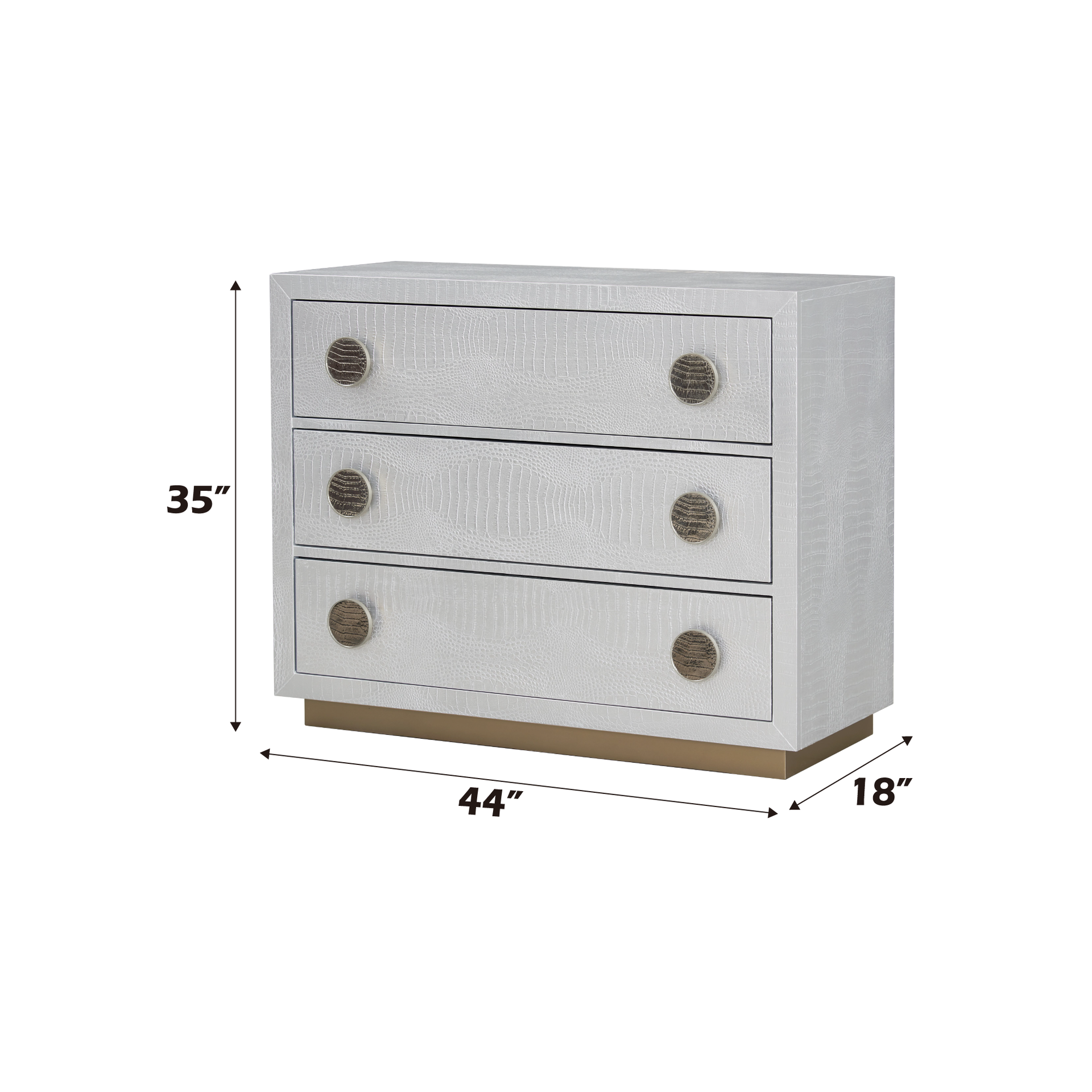 Anpu Silver Faux Crocodile Skin Finish Console Cabinet