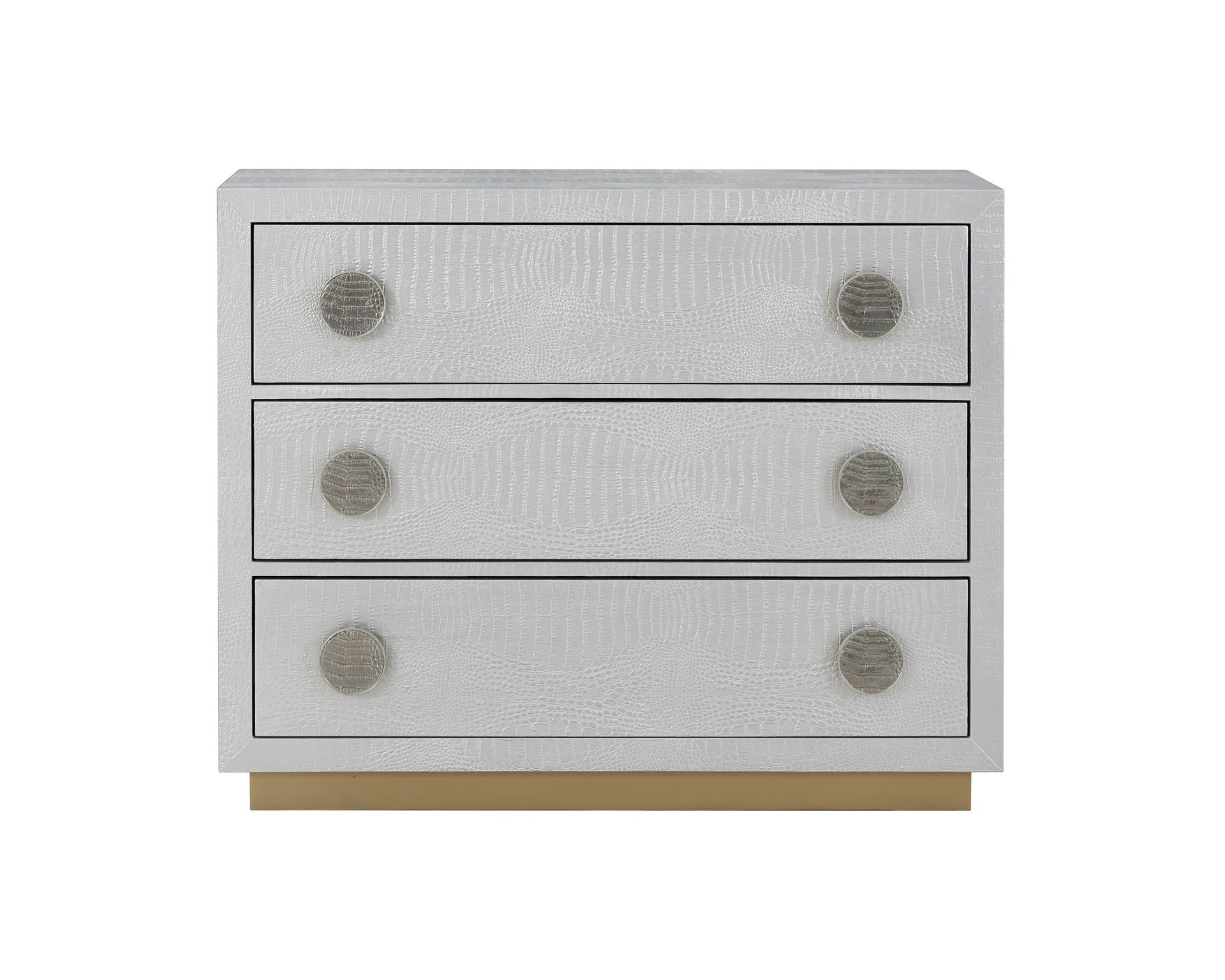 Anpu Silver Faux Crocodile Skin Finish Console Cabinet