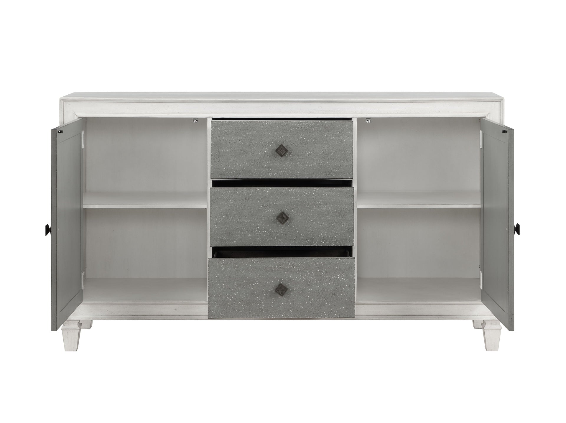 Katia Rustic Gray & Weathered White Finish Server
