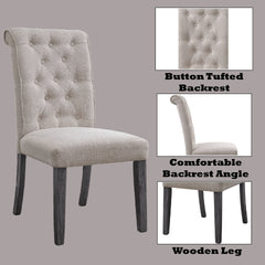Yabeina Beige Linen & Gray Finish Side Chair (Set of 2)
