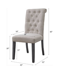 Yabeina Beige Linen & Gray Finish Side Chair (Set of 2)