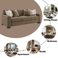 Darya Brown Suede Fabric Sofa w/4 Pillows