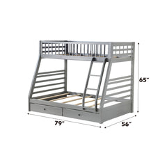 Jason Gray Finish Twin/Full Bunk Bed W/Storage