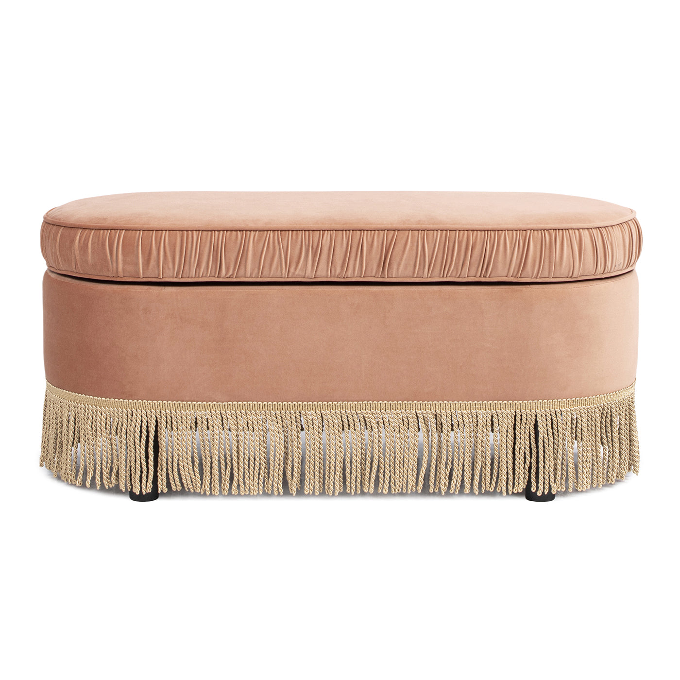Serena 38" Oval Storage Bench Ottoman, Peach Orange Velvet