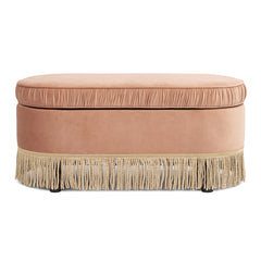 Serena 38" Oval Storage Bench Ottoman, Peach Orange Velvet