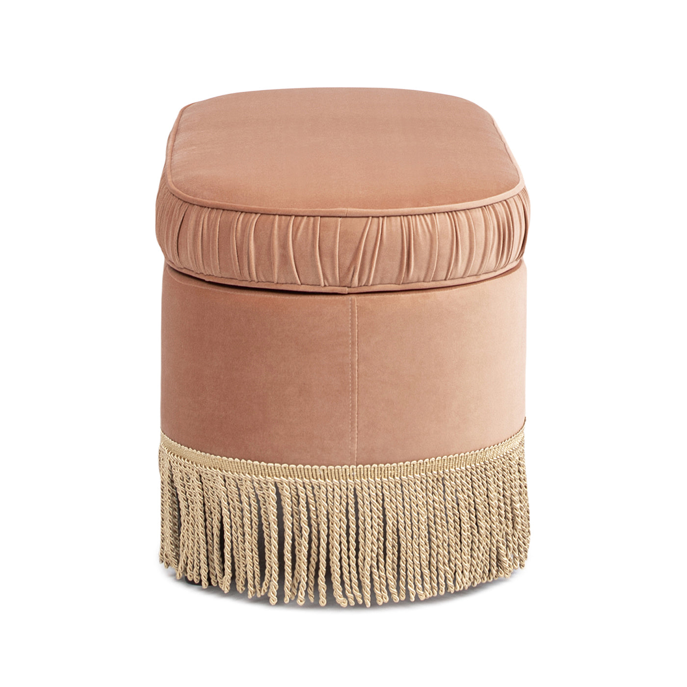 Serena 38" Oval Storage Bench Ottoman, Peach Orange Velvet