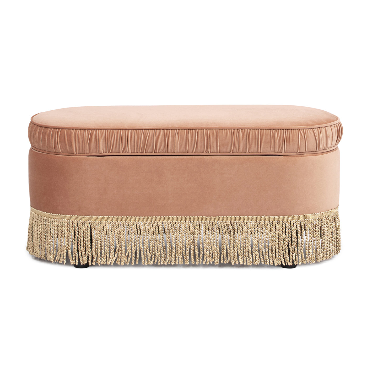 Serena 38" Oval Storage Bench Ottoman, Peach Orange Velvet