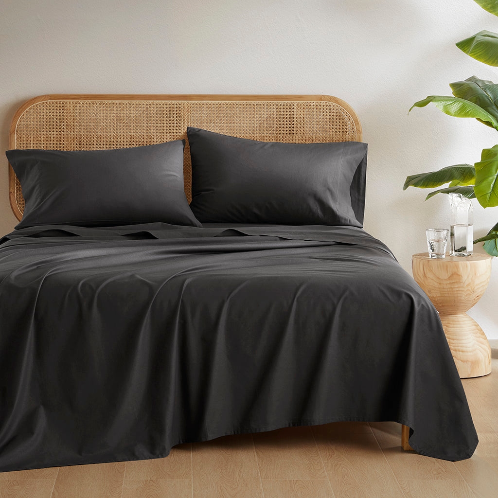 4-Piece King 100% Cotton Solid Sheet Set