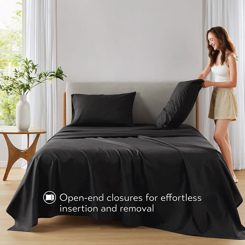 4-Piece King 100% Cotton Solid Sheet Set
