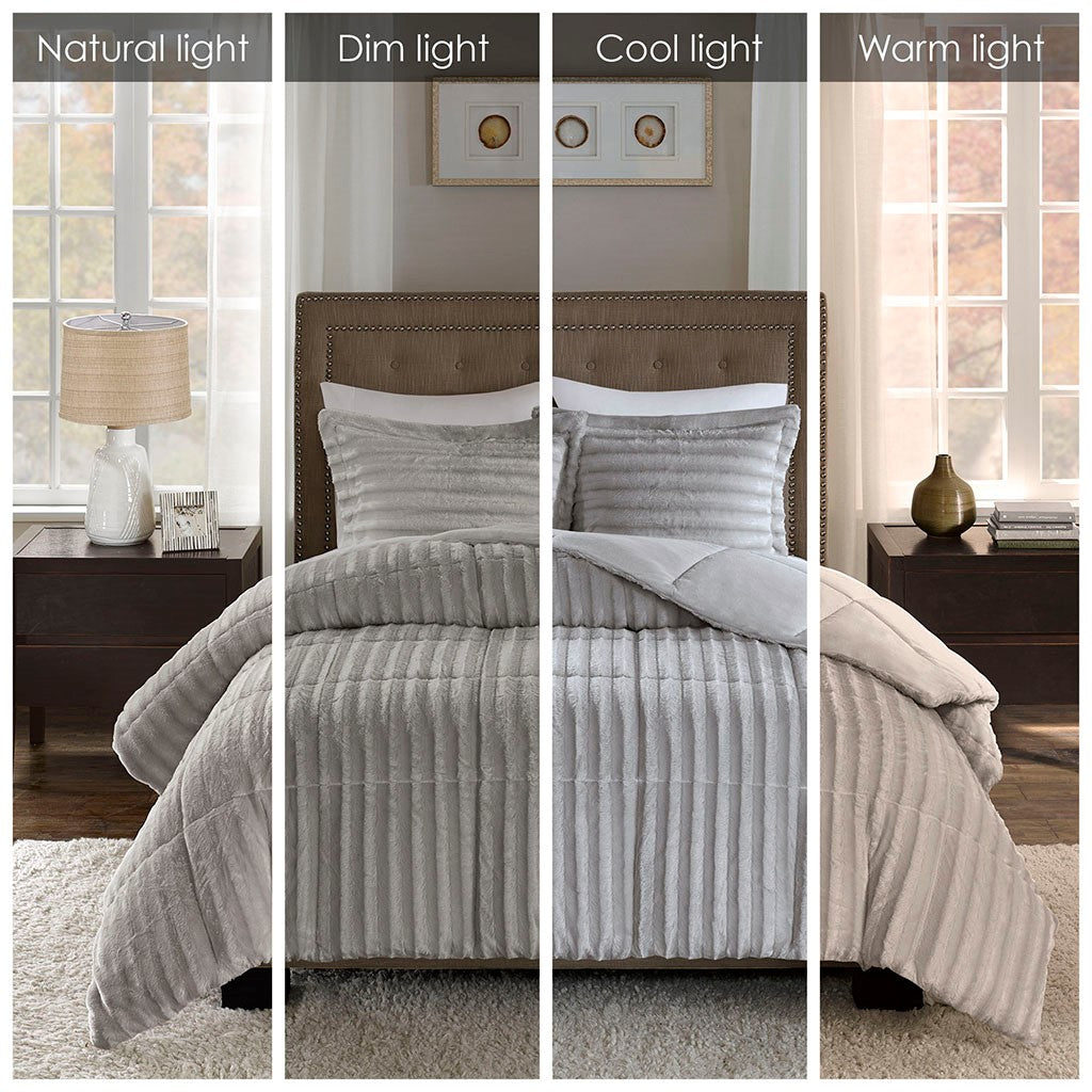 Full/Queen Faux Fur Comforter Mini Set