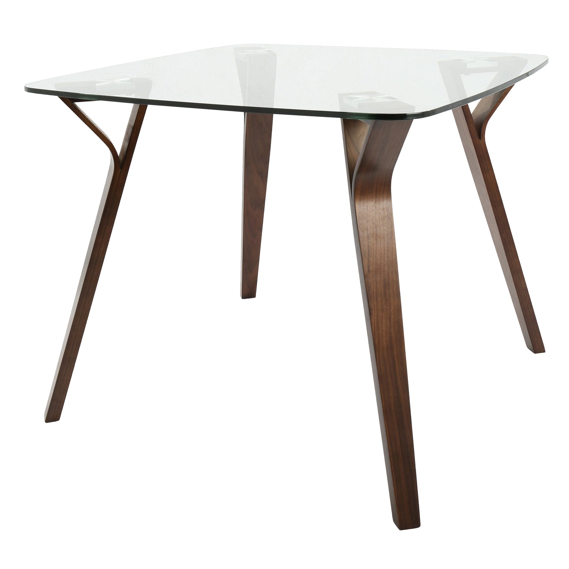 Folia Mid-Century Modern Dinette Table in Walnut and Glass by LumiSource
