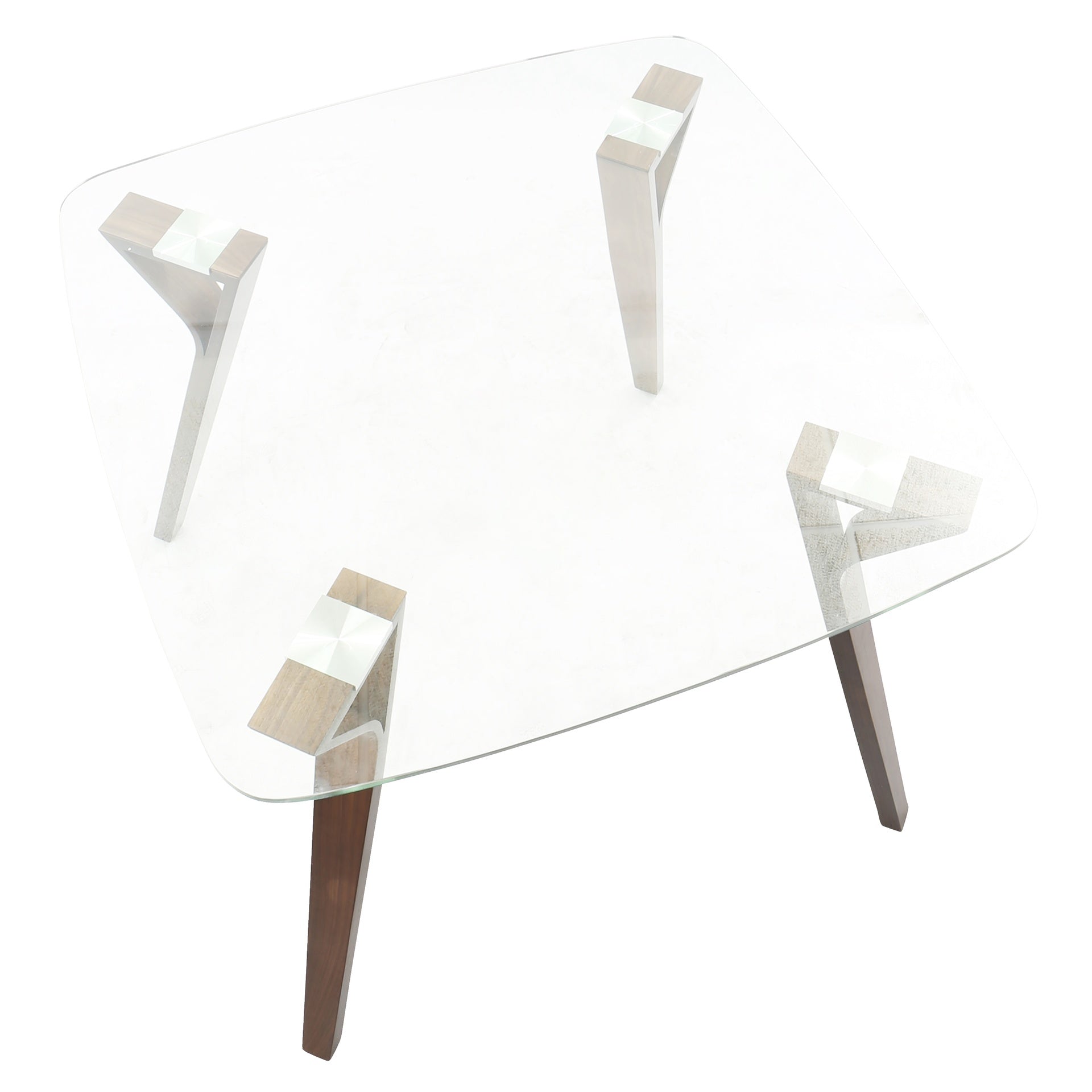 Folia Mid-Century Modern Dinette Table in Walnut and Glass by LumiSource