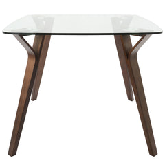 Folia Mid-Century Modern Dinette Table in Walnut and Glass by LumiSource