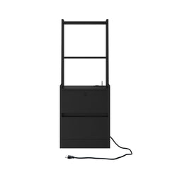 Nightstands Set of 2, with Charging Station, Smart Nightstand with Night Light, Modern Night Stand with Bookshelf, Bedside Tables with Storage Cabinet for Bedroom, Black