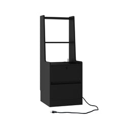 Nightstands Set of 2, with Charging Station, Smart Nightstand with Night Light, Modern Night Stand with Bookshelf, Bedside Tables with Storage Cabinet for Bedroom, Black