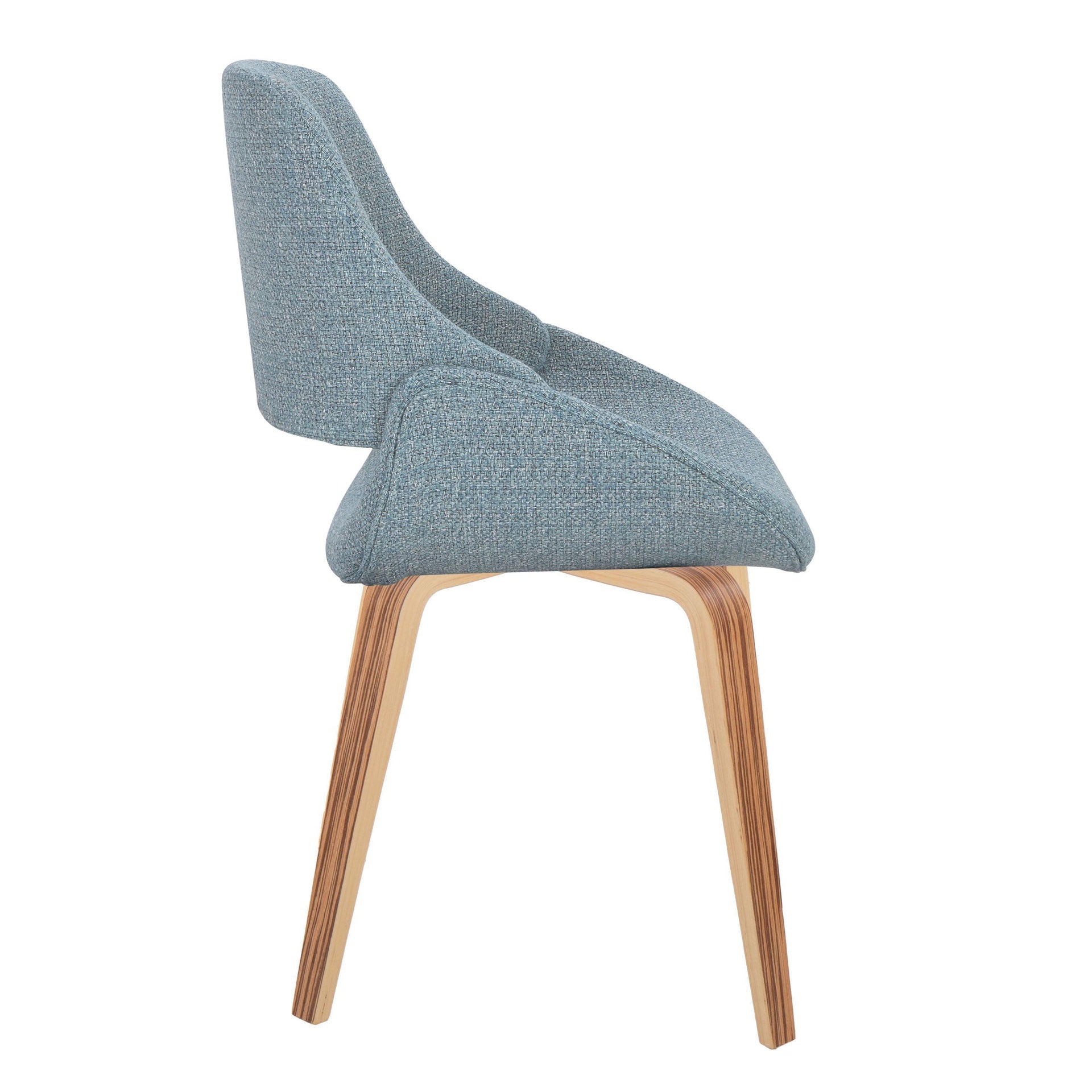 Fabrico Mid-Century Modern Accent/Dining Chair in Zebra Wood and Blue Fabric by LumiSource - Set of 2