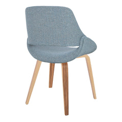 Fabrico Mid-Century Modern Accent/Dining Chair in Zebra Wood and Blue Fabric by LumiSource - Set of 2