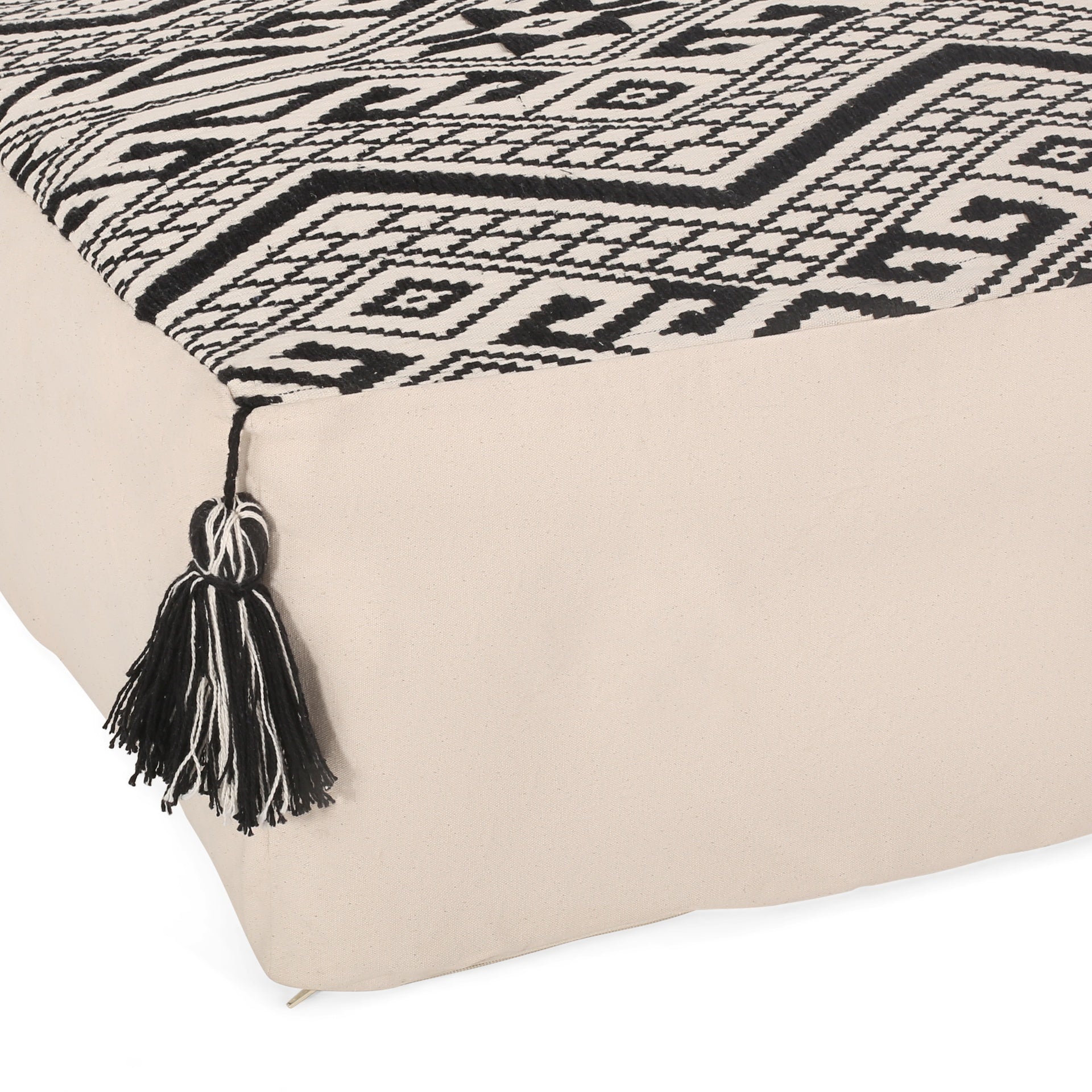 Kiki Rectangular Pouf, Natural black