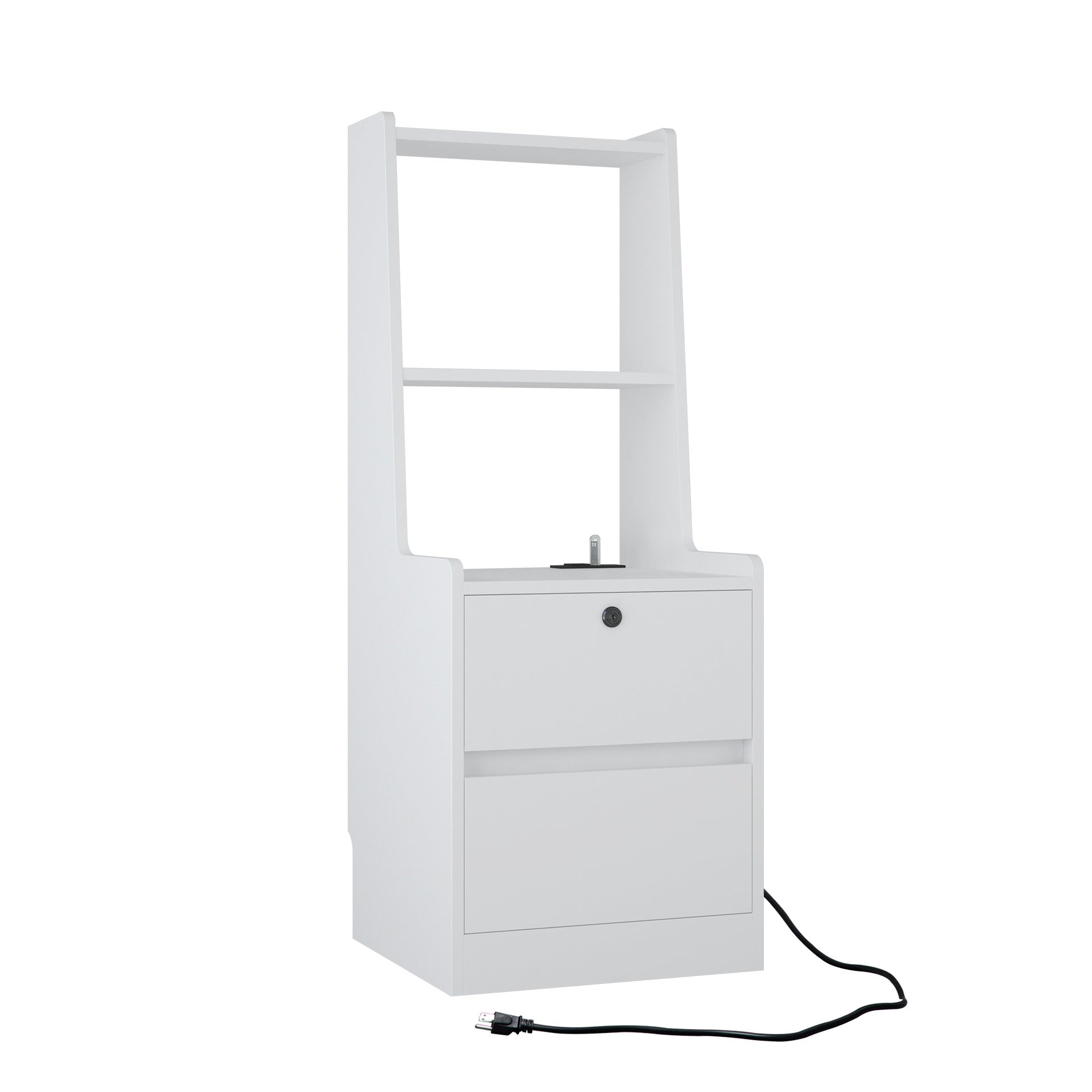 Nightstands Set of 2, with Charging Station, Smart Nightstand with Night Light, Modern Night Stand with Bookshelf, Bedside Tables with Storage Cabinet for Bedroom,White
