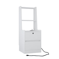 Nightstands Set of 2, with Charging Station, Smart Nightstand with Night Light, Modern Night Stand with Bookshelf, Bedside Tables with Storage Cabinet for Bedroom,White