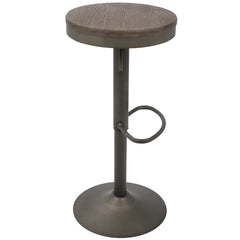 Dakota Industrial Adjustable Barstool in Antique and Brown by LumiSource - Set of 2