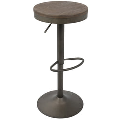 Dakota Industrial Adjustable Barstool in Antique and Brown by LumiSource - Set of 2