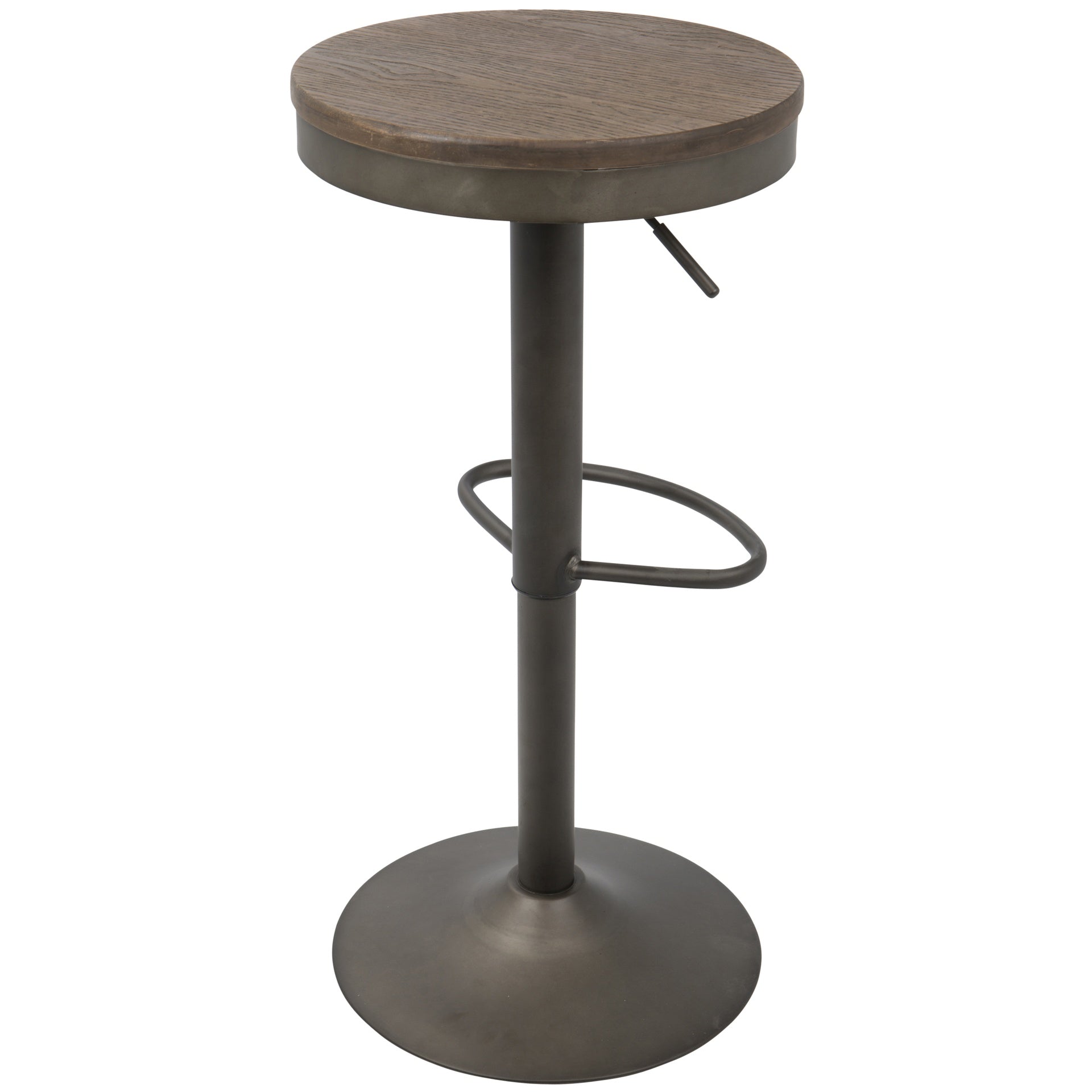 Dakota Industrial Adjustable Barstool in Antique and Brown by LumiSource - Set of 2