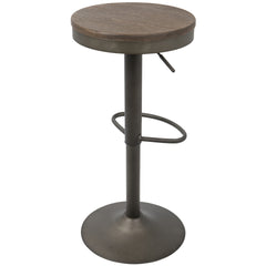 Dakota Industrial Adjustable Barstool in Antique and Brown by LumiSource - Set of 2