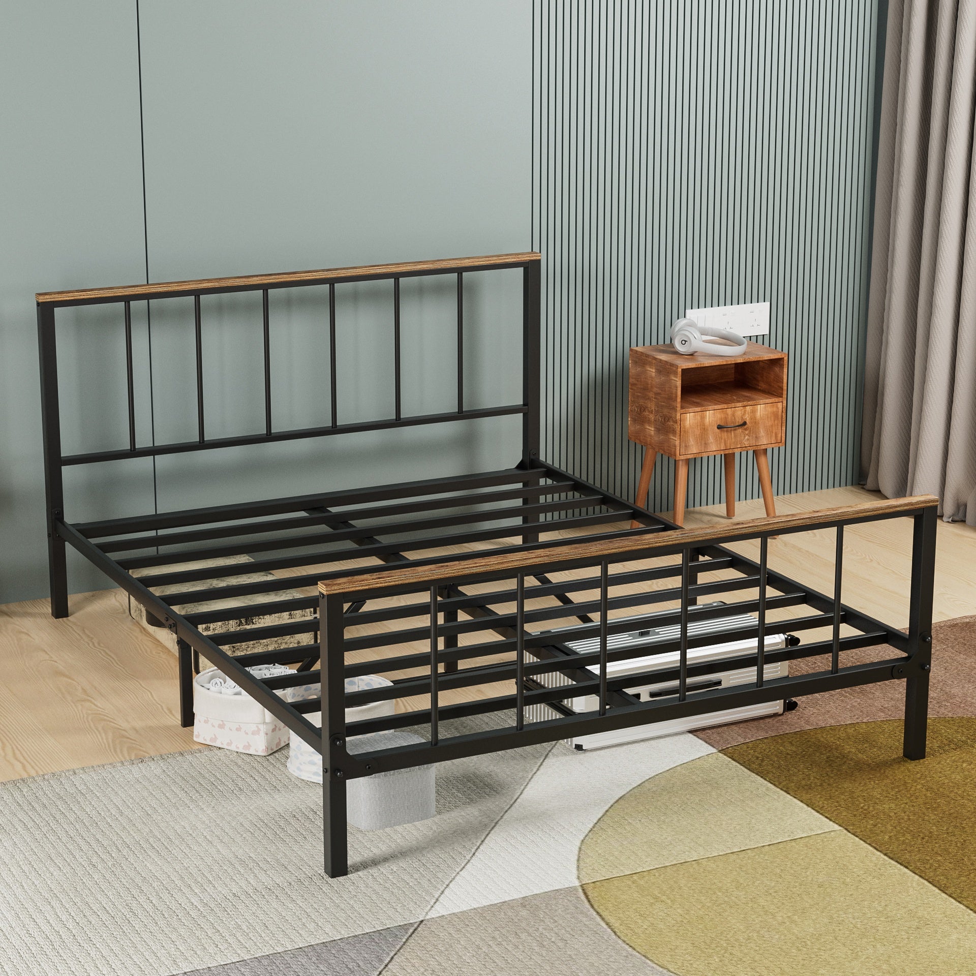 Metal Platform Bed Frame with Headboard and Footboard, Sturdy Metal Frame, Under Bed Storage, No Box Spring Needed, Full Size