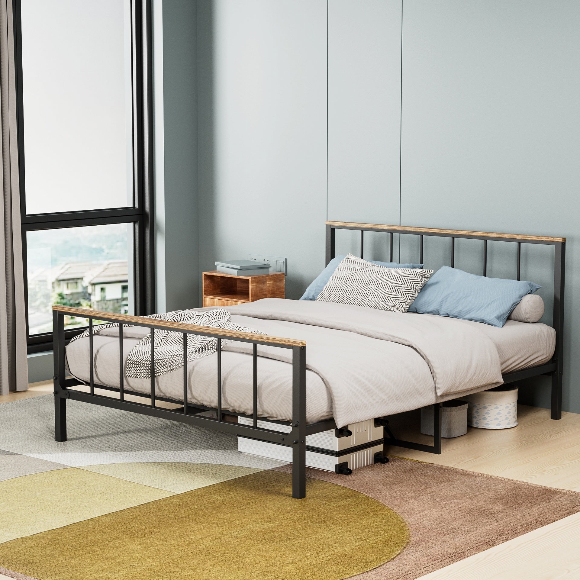 Metal Platform Bed Frame with Headboard and Footboard, Sturdy Metal Frame, Under Bed Storage, No Box Spring Needed, Full Size