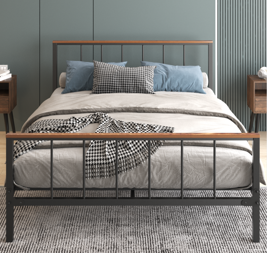 Metal Platform Bed Frame with Headboard and Footboard, Sturdy Metal Frame, Under Bed Storage, No Box Spring Needed, Full Size