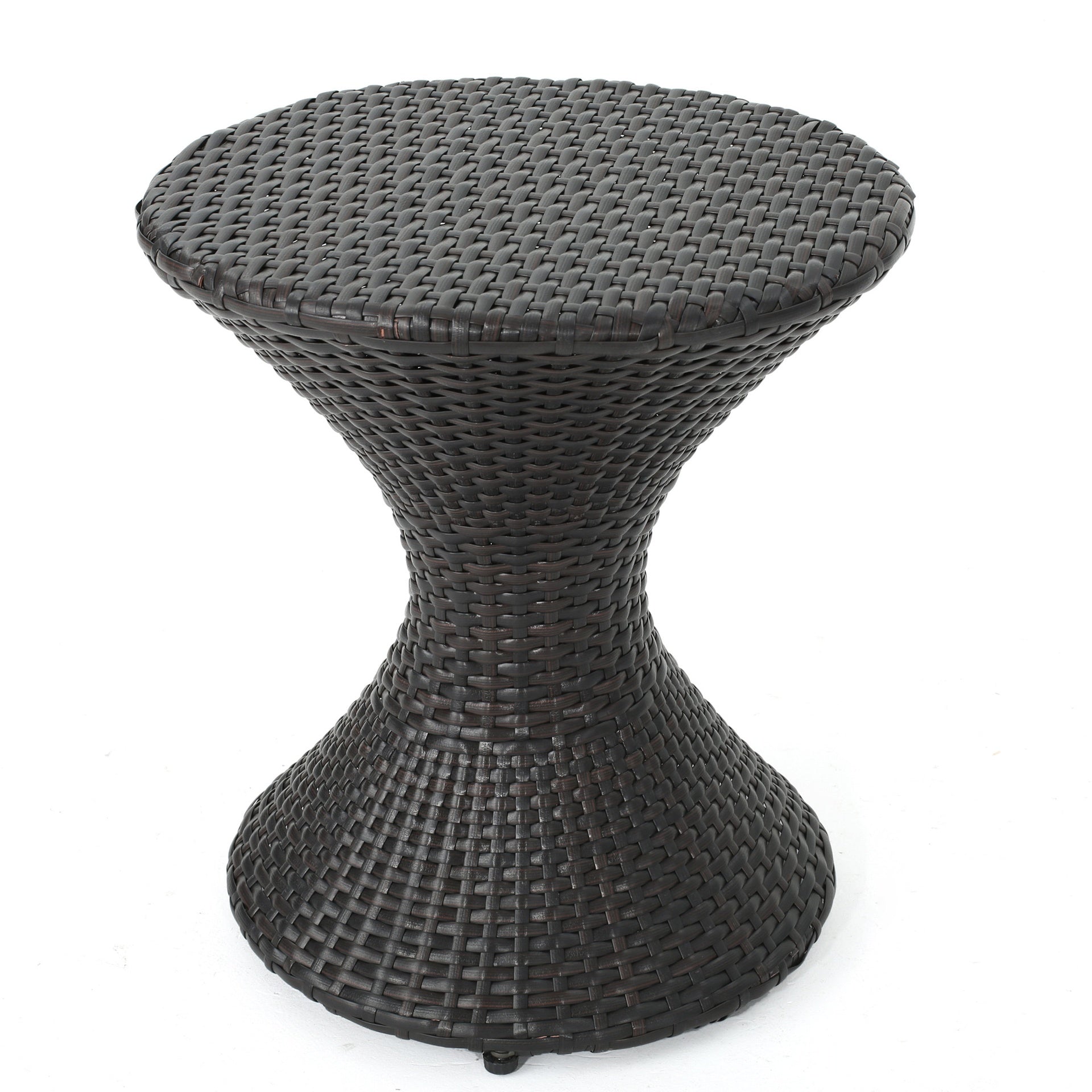 Outdoor 16-inch Multi-brown Wicker Hourgla Side Table