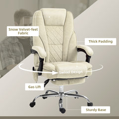 Heated Reclining Massage Office Chair with Adjustable Height and Footrest,Beige