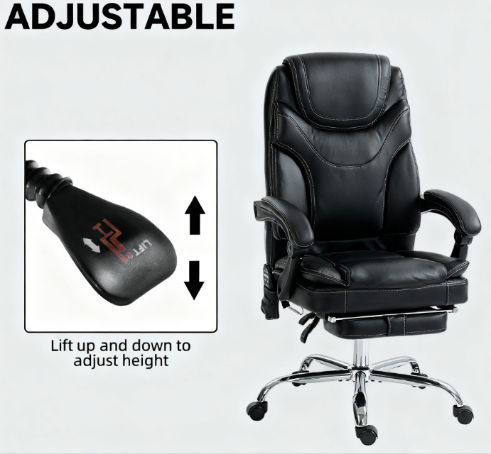 Massage Office Chair,PU Leather Heated Reclining Computer Chair with Footrest