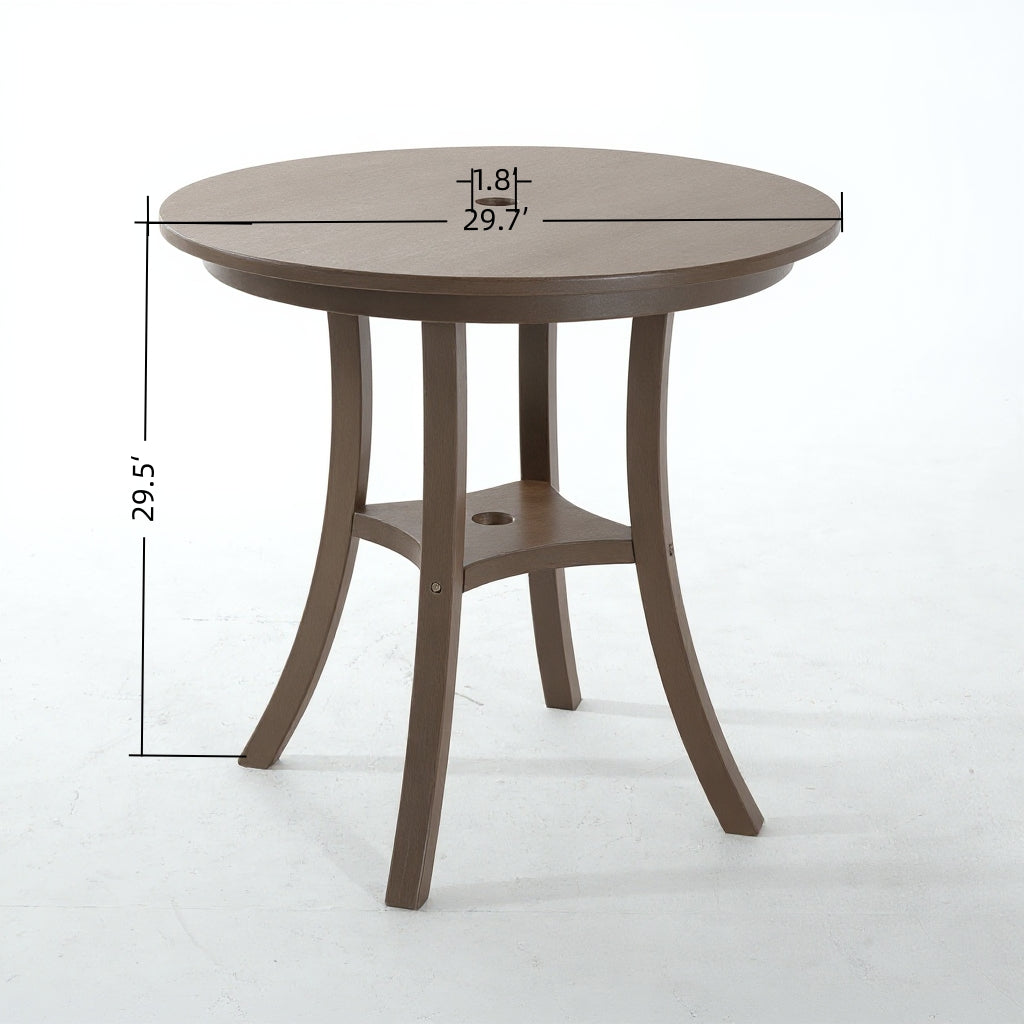 3-Piece Outdoor Dining Set – HDPE Round Patio Table and 2 Armless Chairs, Heavy-Duty and All-Weather, Great for Balcony or Lawnb Antique Dark Oak