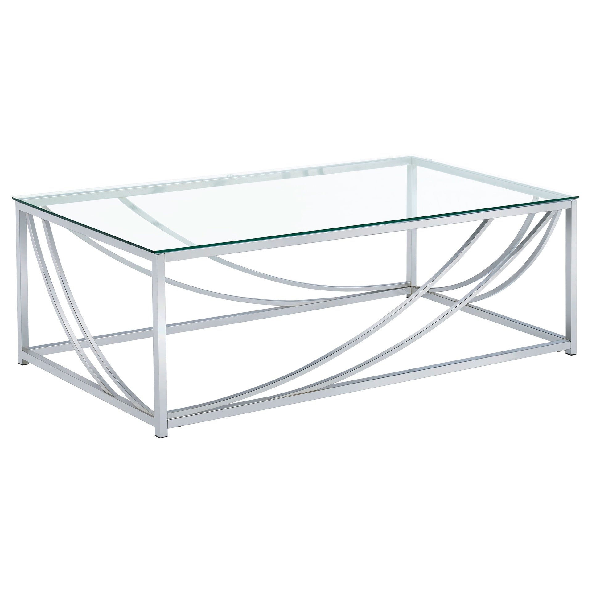 Brianne Glass and Chrome Coffee Table with Metal Leg