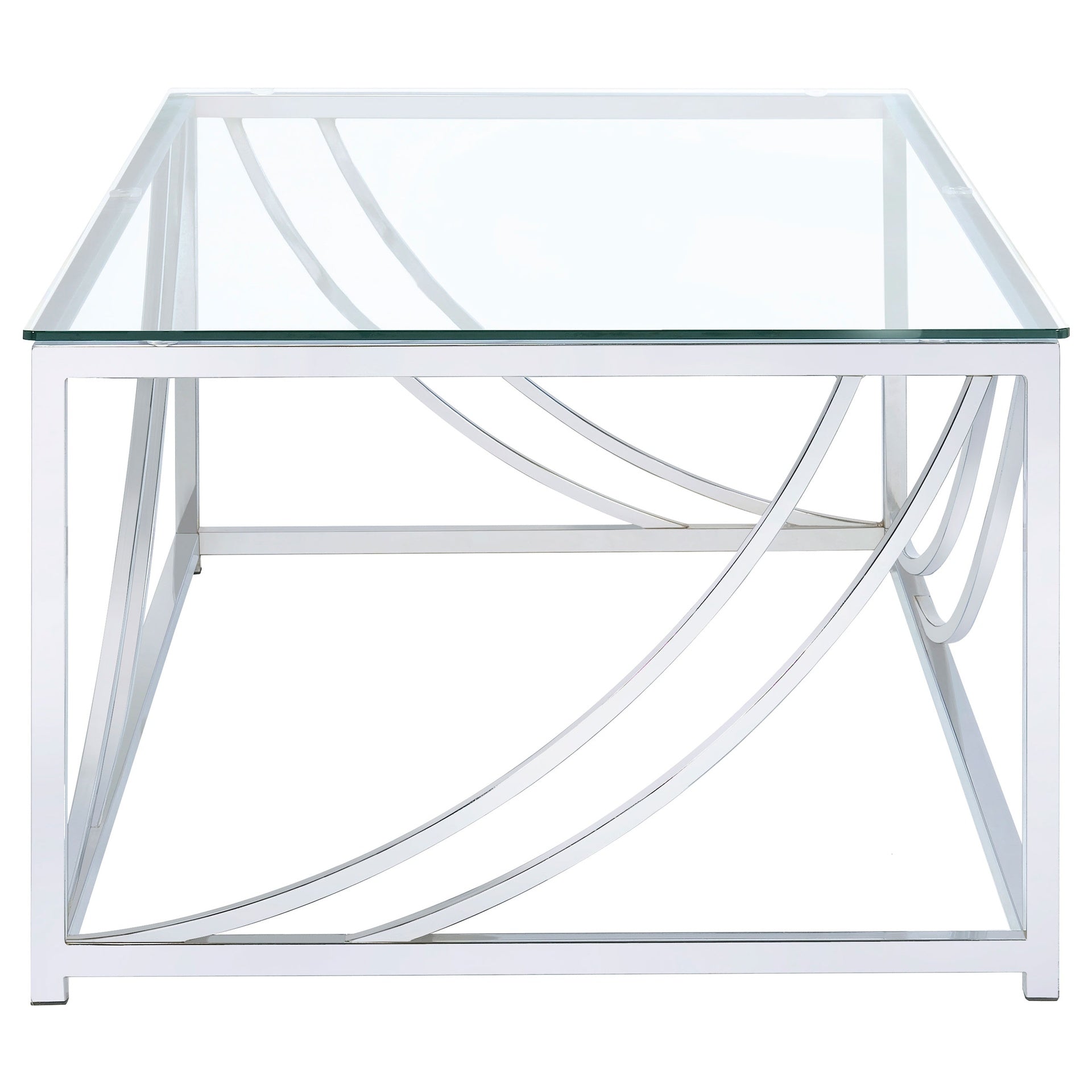 Brianne Glass and Chrome Coffee Table with Metal Leg
